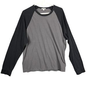 James Perse Shirt Mens Large Gray Black Raglan Long Sleeve Made In Japan Casual